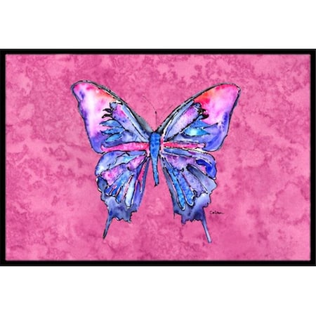 Carolines Treasures Carolines Treasures 8859JMAT 24 x 36 in. Butterfly On Pink Indoor Or Outdoor Doormat 8859JMAT